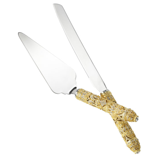 Cake Knife and Serving Set in White and Gold — Simple Beautiful Living